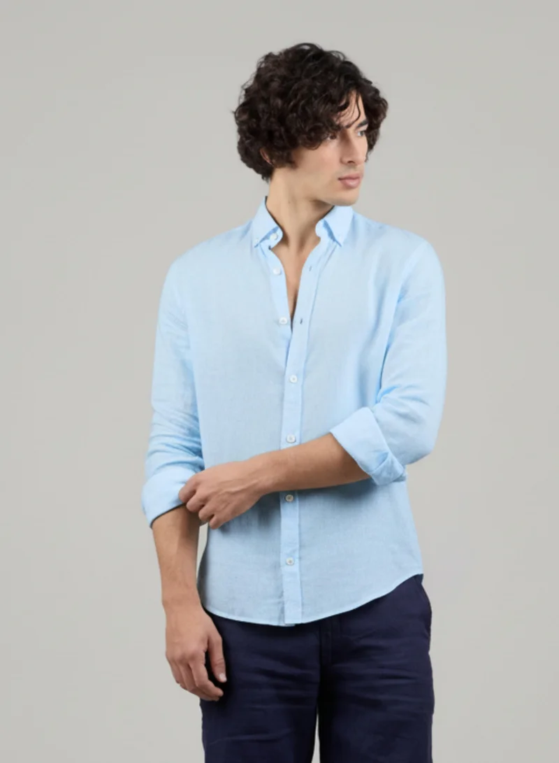 جاست نيتشر قميص منتجعات كتان بقصة كلاسيكية